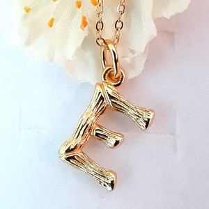 NEW "E" S925 Bamboo Style Initial Necklace